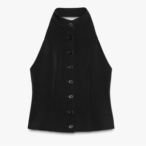 Black Halter Button Vest from ZARA